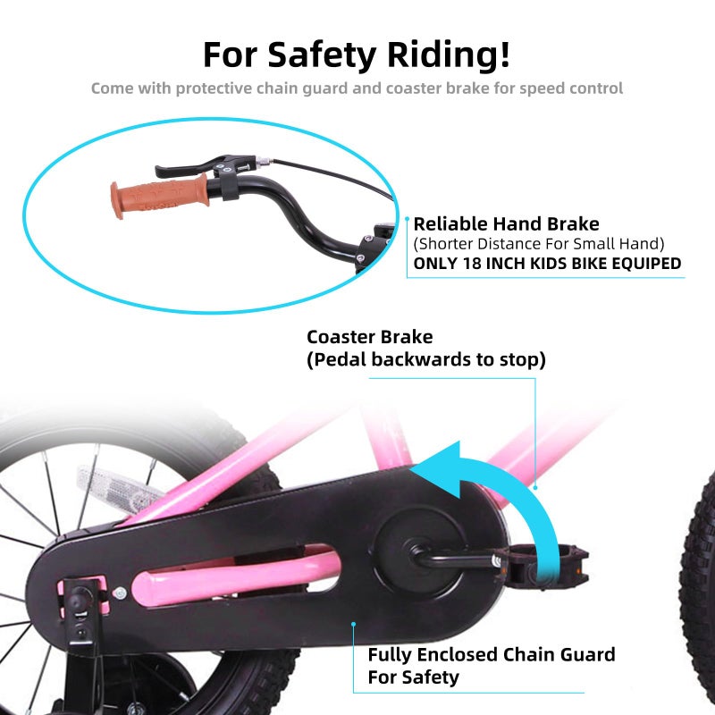 JOYSTAR 14 Inch Kids Bike for Girls 3 4 5 Years Old Girls Bicycle with Training Wheels Toddlers Bikes Age 3-5 with Foot Brake BMX Style Pink - Image 3